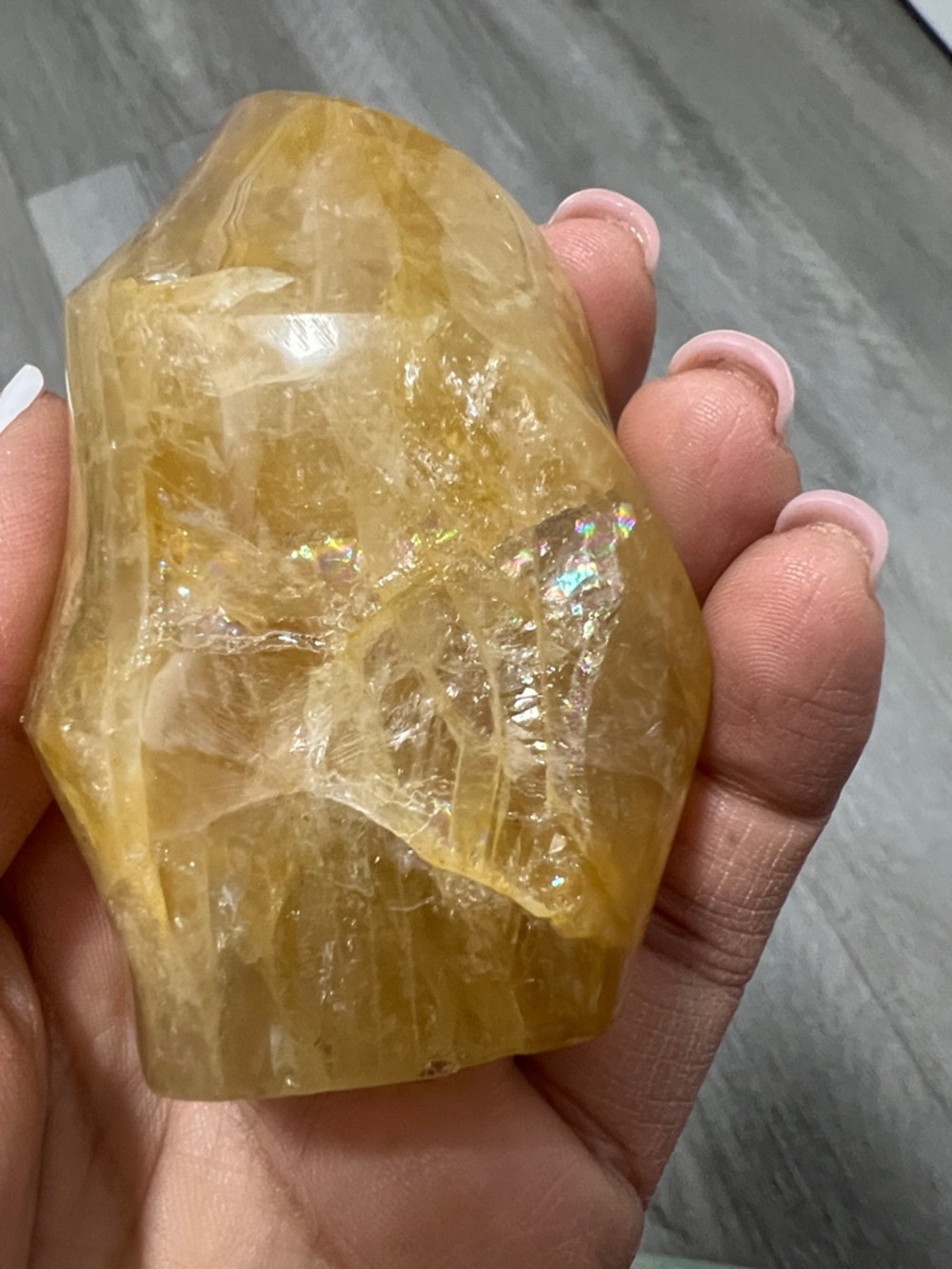 Golden Healer Quartz flame carving